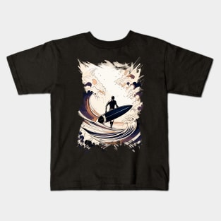 Vintage Surfing in the Summer Pop Art Abstract Illustration Kids T-Shirt